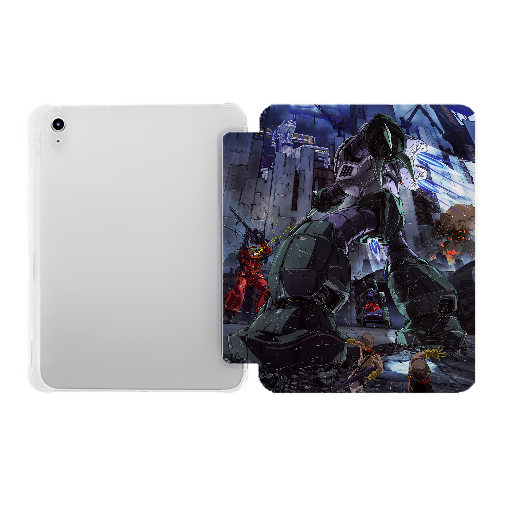 （画像用） 機動戦士ガンダム Mobile Suit Gundam IPad ケース ペン収納付き 三つ折りスタンド PUレザー×シリコン 対応機種9.5/10.5/10.9インチ